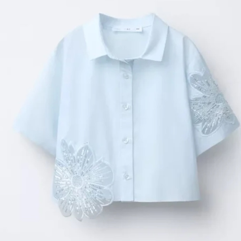 Zara button down crop top